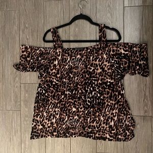 INC Leopard print cold shoulder shirt XXL